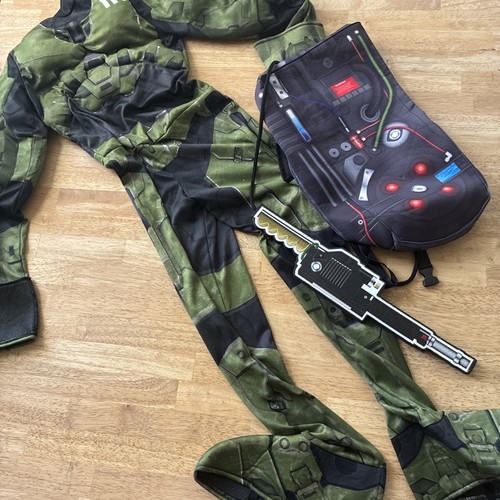 Halo Master Chief Kids Halloween Costume Backpack, Size Boys Medium 7-8 Green