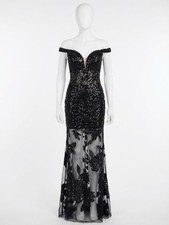 Jovani Tulle Off Shoulder Sheer Gown Size 4