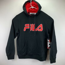 Fila Mens Logo Pullover Training Hoodie Black S