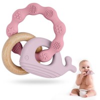 BeißRing Baby BeißSpielzeug Zahnungshilfe Silikon Holz Bpa-Frei 1 StüCk