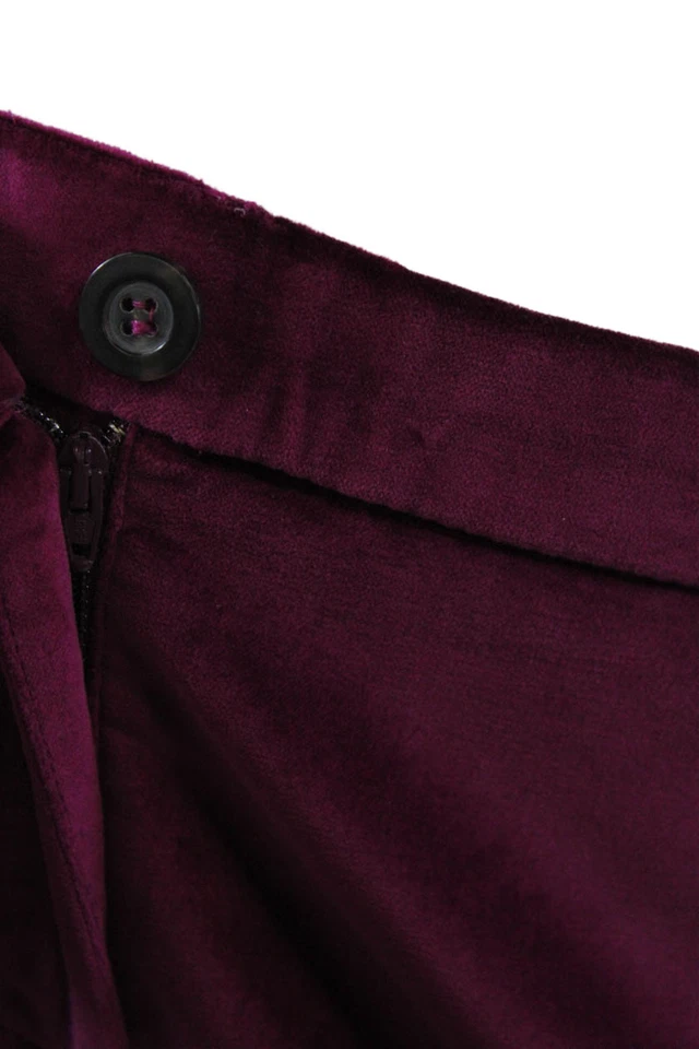 Iceberg Womens Zipper Fly Mid Rise Pleated Cuffed Velvet Pants Fuchsia IT 44 - Image 4 of 4