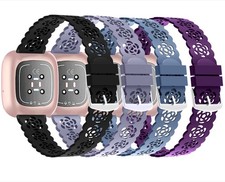 Silicone Bands Compatible with Fitbit Versa 4/Versa 3/Sense 2/Sense, Soft Bre...
