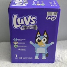 Luvs Bluey Size 1 Baby Diapers 8-14lb Disposable 116 Count