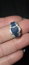 Genuine Sapphire Sparkle Blue Gemstone 925 Sterling Silver Ring Size 5 STUNNING