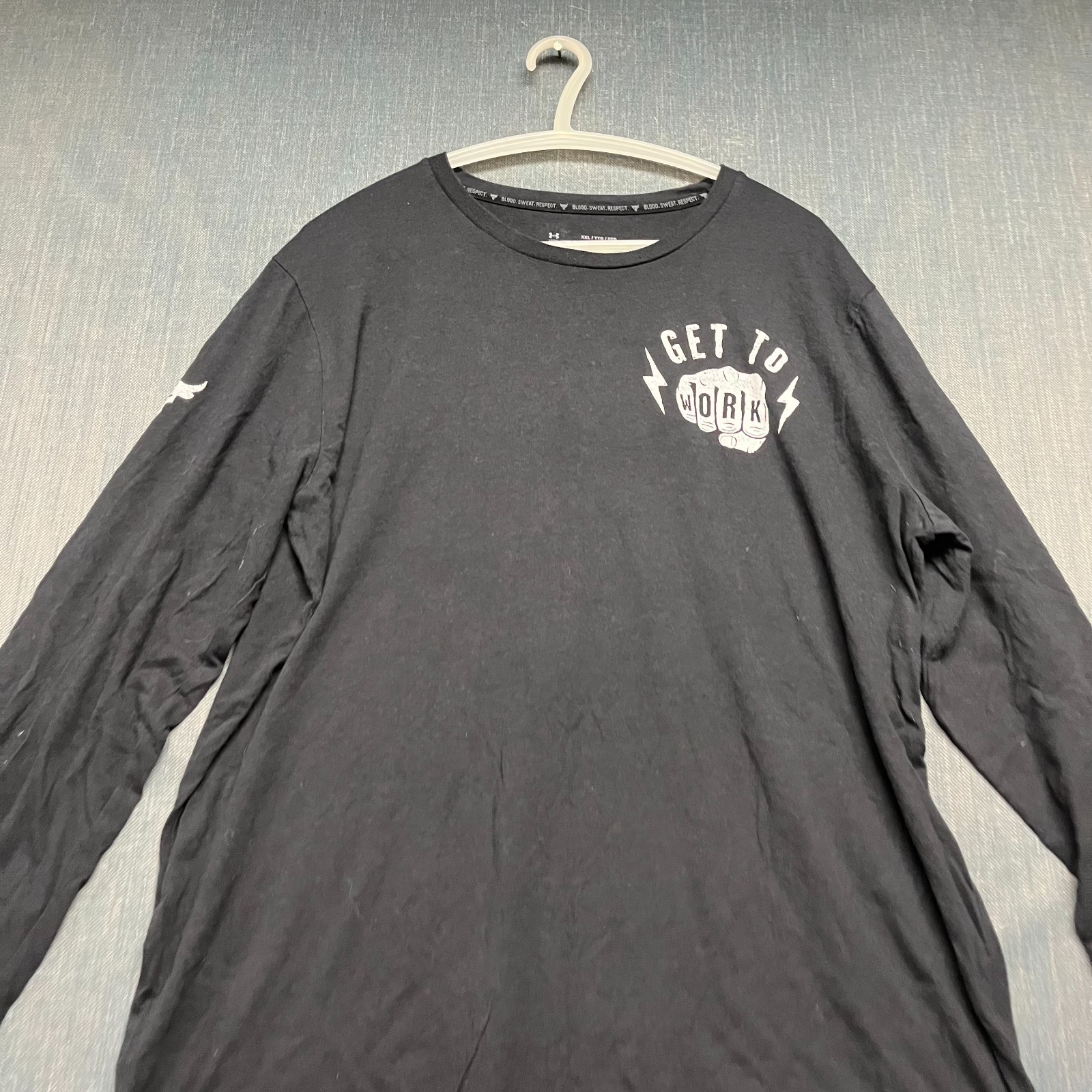 Under Armour Men's Shirt Size XXL Black Gym Project Rock Get To Work Long Sleeve thumbnail 2