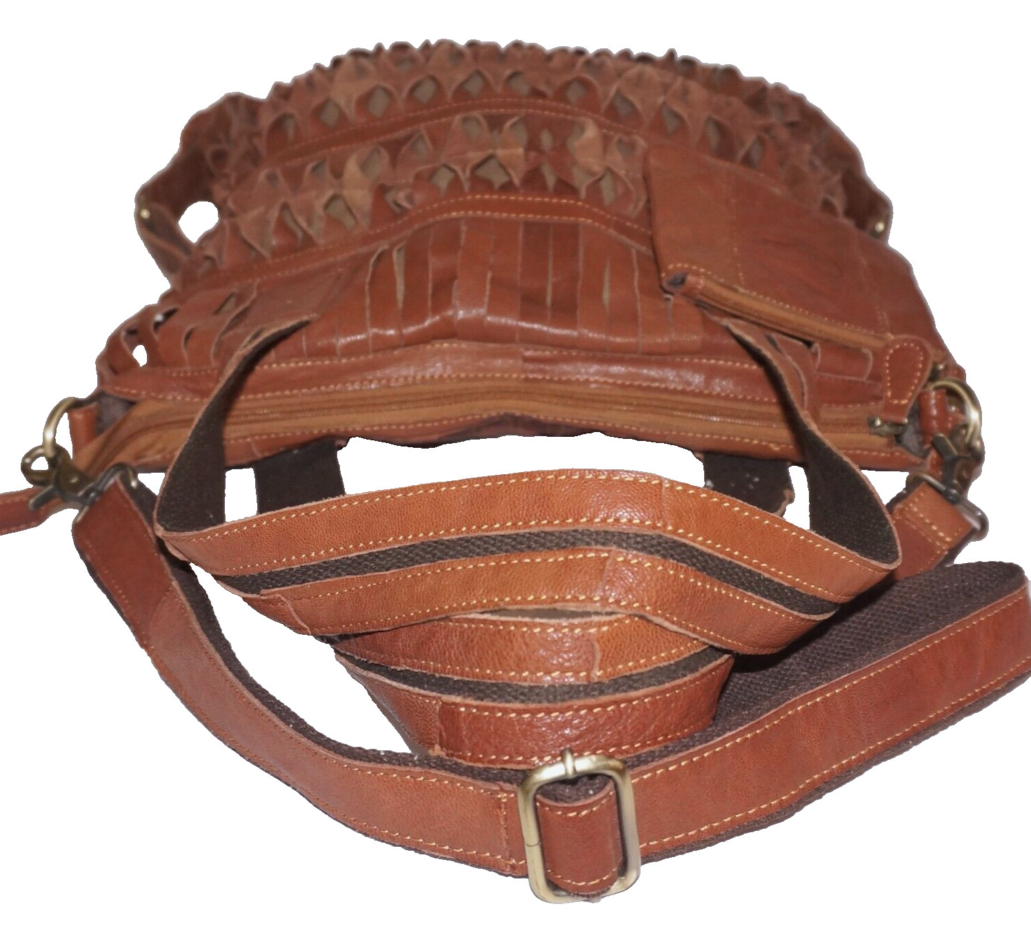 AMERI-LEATHER Large Cedar Tan Leather Tote Crossb… - image 4