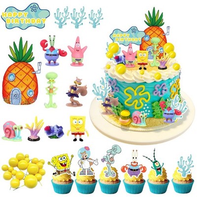 3D SpongeBob Kinder Geburtstags Party Deko Kuchen Topper SpongeBob Tortenaufsatz