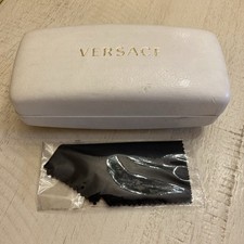 Versace White Clamshell Sunglasses Eyeglasses Case Hard case  Cleaning Cloth