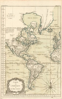1763 Bellin Map of the Americas, French and Indian War (Seven Years ...