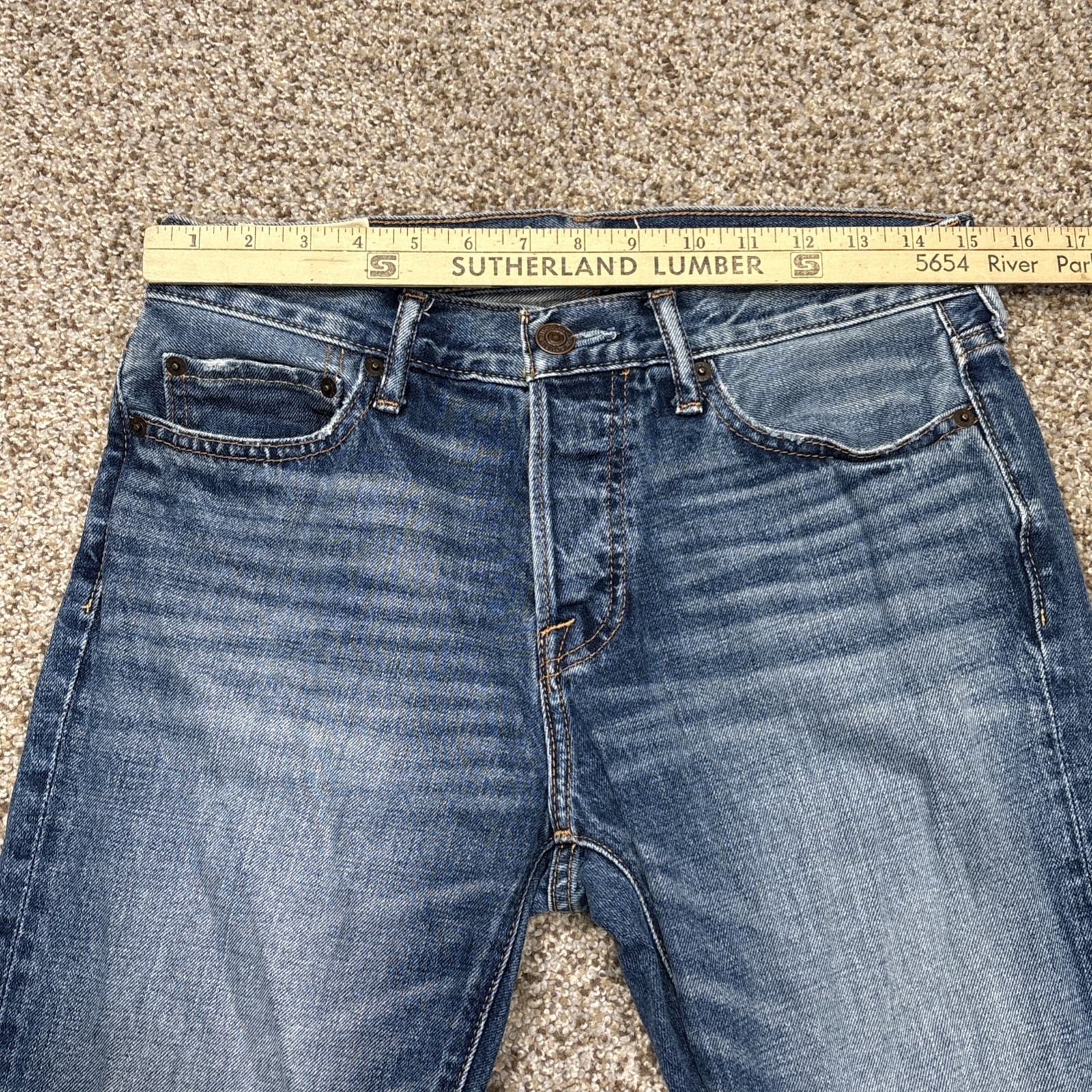 Abercrombie Fitch Jeans Mens 28x30 Blue Denim Classic Straight Button Fly 30x29 - View 6