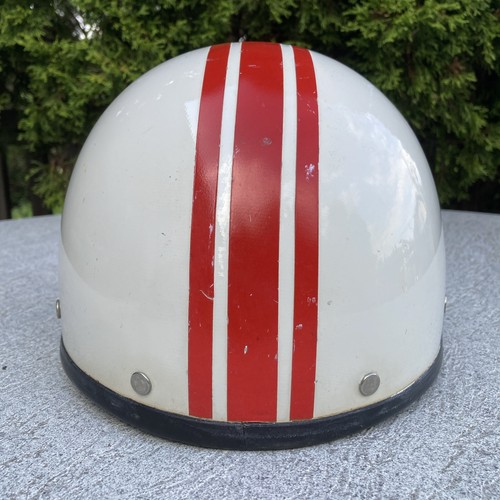 Vintage 60s Bell Shorty Half Helmet Size 7 1/8 or 3/8 White Striped 1962 - Picture 4 of 11