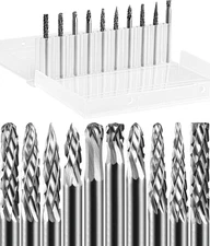 10 Pcs Carbide Burr Set 1/8" Shank Compatible with Dremel Bits Rotary Tools Atta