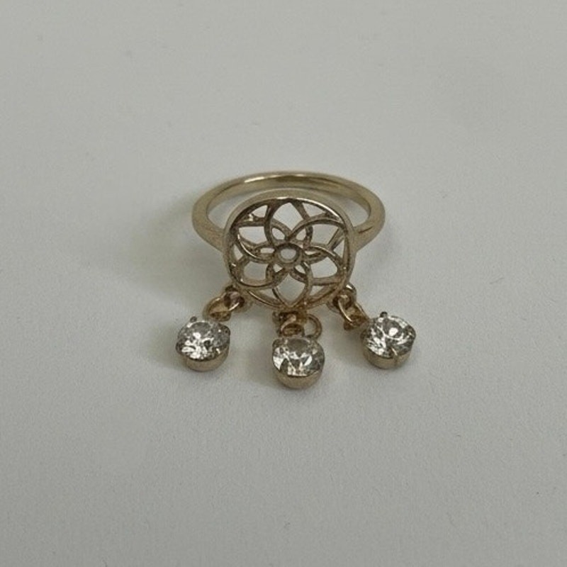 Gold Mandala Rhinestone Dangle Ring - image 1