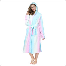 Local Stock Plush Oversize Winter Soft Warm Long Flannel Bathrobe With Hooded Wo