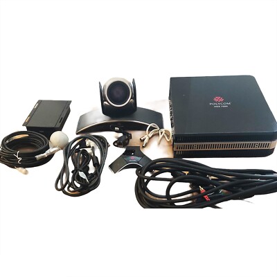 Polycom HDX 7000 Video Conferencing System with Camera Mics Speakers & Remote