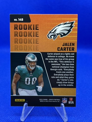 Jalen Carter 2023 Panini Zenith RC #148 Philadelphia Eagles - Picture 2 of 2