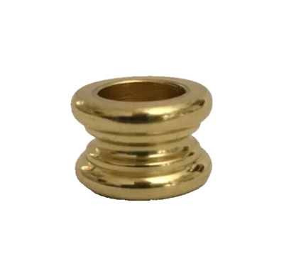 New Turned Brass Lamp Neck, Burnished & Lacquered, 1/8 IP Slip, 7/16" Ht #BN870