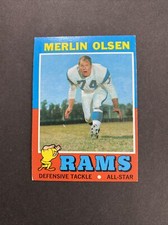 1971 Topps Football  Merlin Olsen Los Angles Rams Card #125 Hall of Fame 