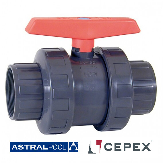 VALVULA LLAVE PVC BOLA PN10 ROSCAR CEPEX ASTRALPOOL D/ 50 y 63 mm