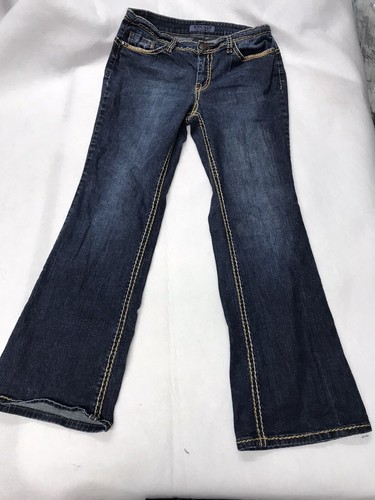 Zana Di Women Jeans Mid Rise Flare Leg Stretch Denim Sz 14 Y2k Vtg Grunge Boho - Picture 2 of 11
