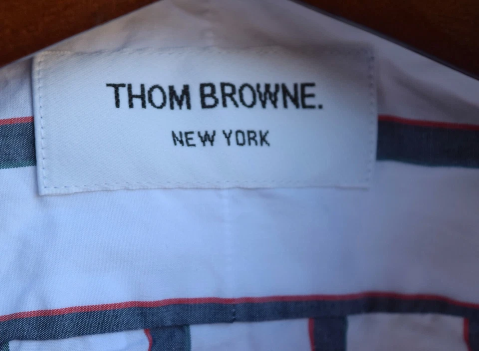 $425 Thom Browne White Shirt Striped L/S Button Down SS16 USA Made Men's Size 1 - Image 3 of 4