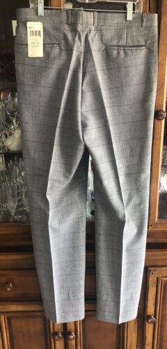 Farah Vintage? Dress Pants 36X34 Gray Multi Plaid Poly/Wool Blend L.Weight NWT - Picture 2 of 19