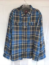 Official Men's Swiss Tech Plaid Flannel Button Shirt Multicolor Large 42-44