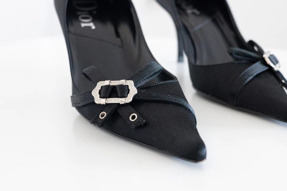 vintage y2k dior satin kitten heels with buckles - Image 3 of 4
