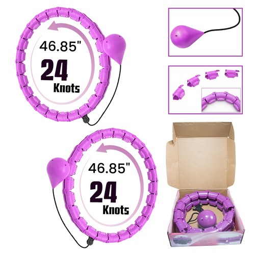 Hula Hoop Weighted Smart Hoola w/Ball Thin Waist Fitness Weight Loss 24 Knots - Picture 9 of 15