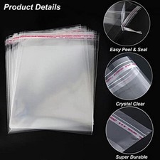 5 in a lot 100 pcs Resealable Poly Bags Transparent Self Adhesive 10X13 1.5Inch