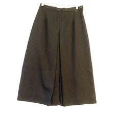 J. Peterman Company Wool Midi Skirt Womens Size 6 Dark Gray A Line Pleat