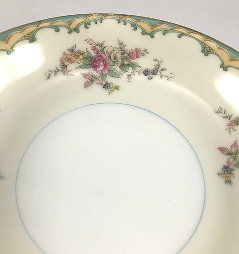 Tazón de sopa cupé Noritake INGRAM AÑOS 30 7 1/2 pulgadas rosa aerosoles verde turquesa bronceado dorado - Imagen 2 de 6