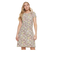 Nine West Women's Mesh Ruching Dress Sizes: L & XL Multi Color: Pink,Brown,Beige