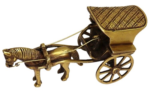 Horse Cart Showpiece Vintage Style Handmade Brass Figure Home Decor Gift Idea - Picture 6 of 8