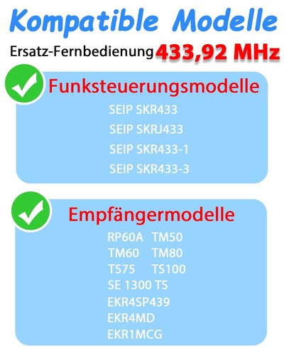 1 Stück Fernbedienung für Seip Handsender SKR433-3 SKR433-1 SKRJ433 (433MHz) - Picture 2 of 6