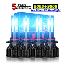 Headlights 9005 9006 LED Combo FOR Chevrolet Express2500 3500 96-19 Ice Blue 4x