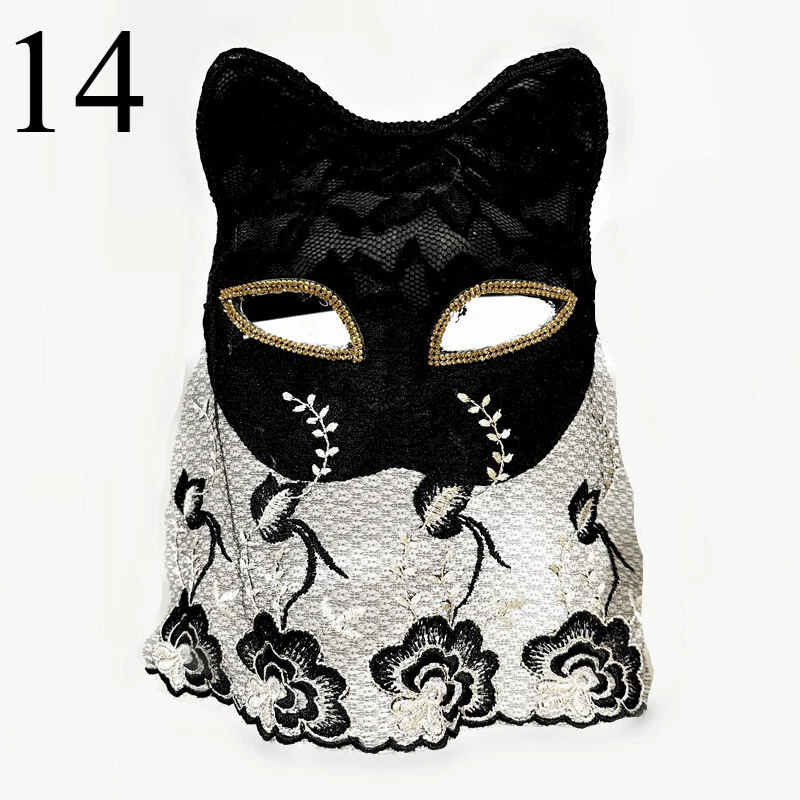 Women Halloween Party Face Mask Lace Sequins Face Mask Masked Dancer Stage Mask - Image 2 of 4