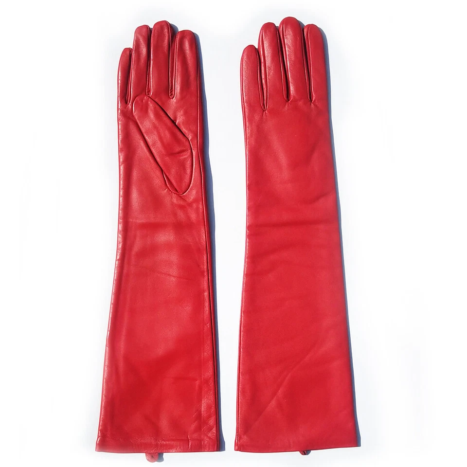 Women Winter New Real Sheep Leather Plain Style Elbow Long Gloves Multi Colors - Image 3 of 4