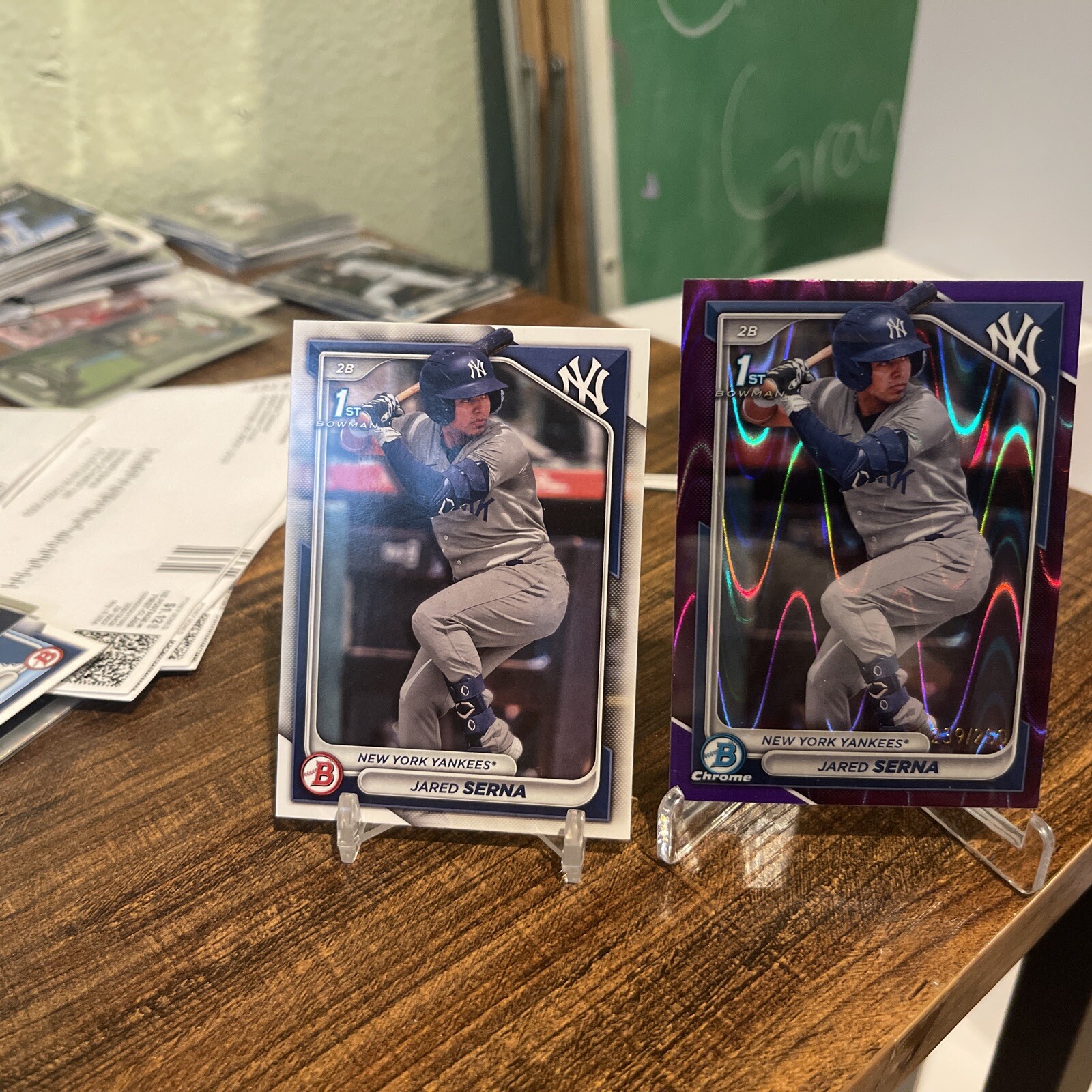 JARED SERNA 2024 Bowman Chrome 1st Yankees PURPLE WAVE /250 and base