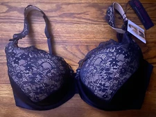 Curvy Couture 1017 Tulip Lace Push Up size 34H Bra-NWT