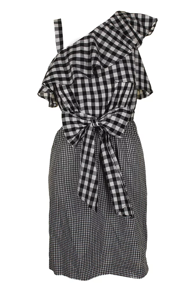 Calvin klein black clearance and white gingham dress