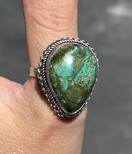 Vintage SD Sterling Silver  Turquoise Ring Jerusalem Israel .925 Teardrop