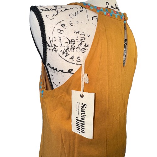 Savanna Jane Halter Mini Dress Embroidered Sz S Pockets Boho Resort Festival NWT - Picture 2 of 13