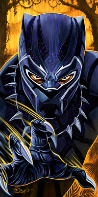 T'Challa Chadwick Boseman Black Panther Vibranium Claws Fine Art Canvas Portrait