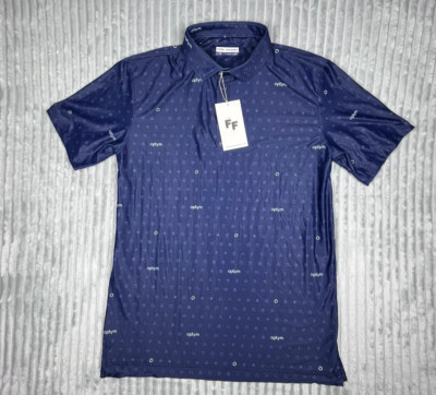 NWT Fore Father's Performance Golf Polo Shirt Men's S All Over Print Optym Logo
