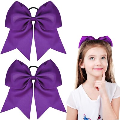 4 Pack Jumbo Cheerleading Bow 8 Inch Large Cheer Bow (Purple)