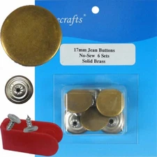 17 mm No-Sew Brass Replacement Jean Tack Buttons (BSA21_6)  6 CT. w/Tool