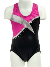 NWOT Balera Gymnastics Tank Leotard Hot Pink  Black, Girls Small Size 6 6x