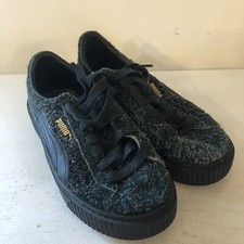 Puma Women Suede Platform Elemental Black Sneakers Shoes 362224-01 Size 6