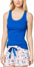 Jenni by Jennifer Moore Womens Solid Lace-Trim Tank Top